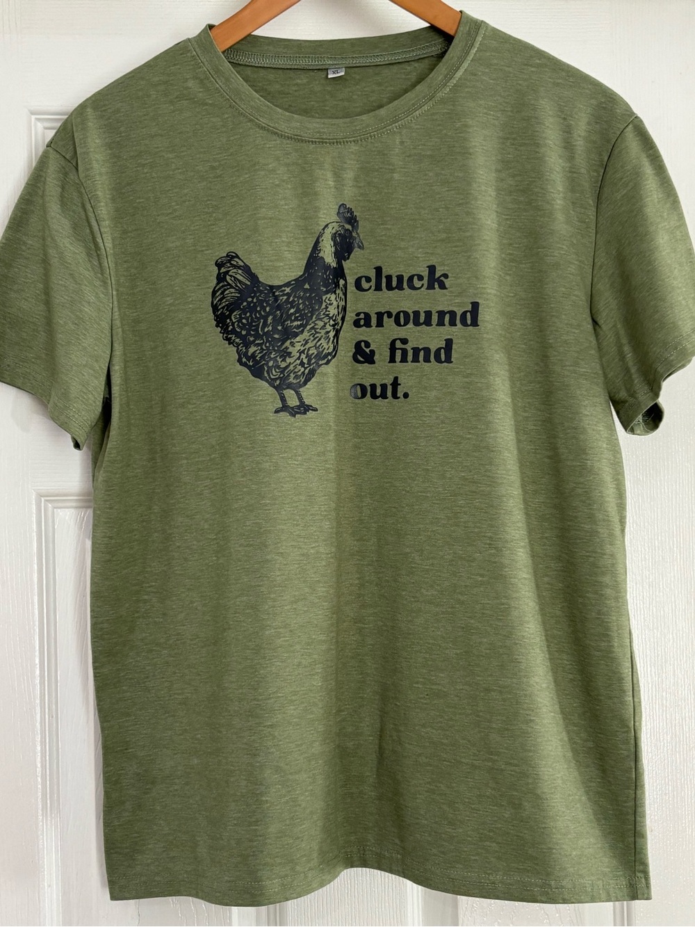Cluck Around and Find Out Chicken Graphic T-Shirt Olive Green XL - Picture 2 of 8